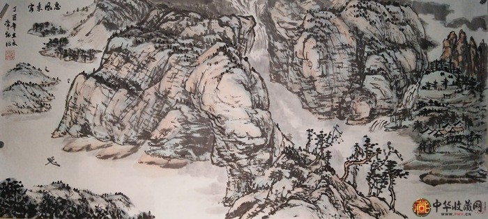 劉常炳    山水國畫作品  《惠風(fēng)乘客圖》48*108cm